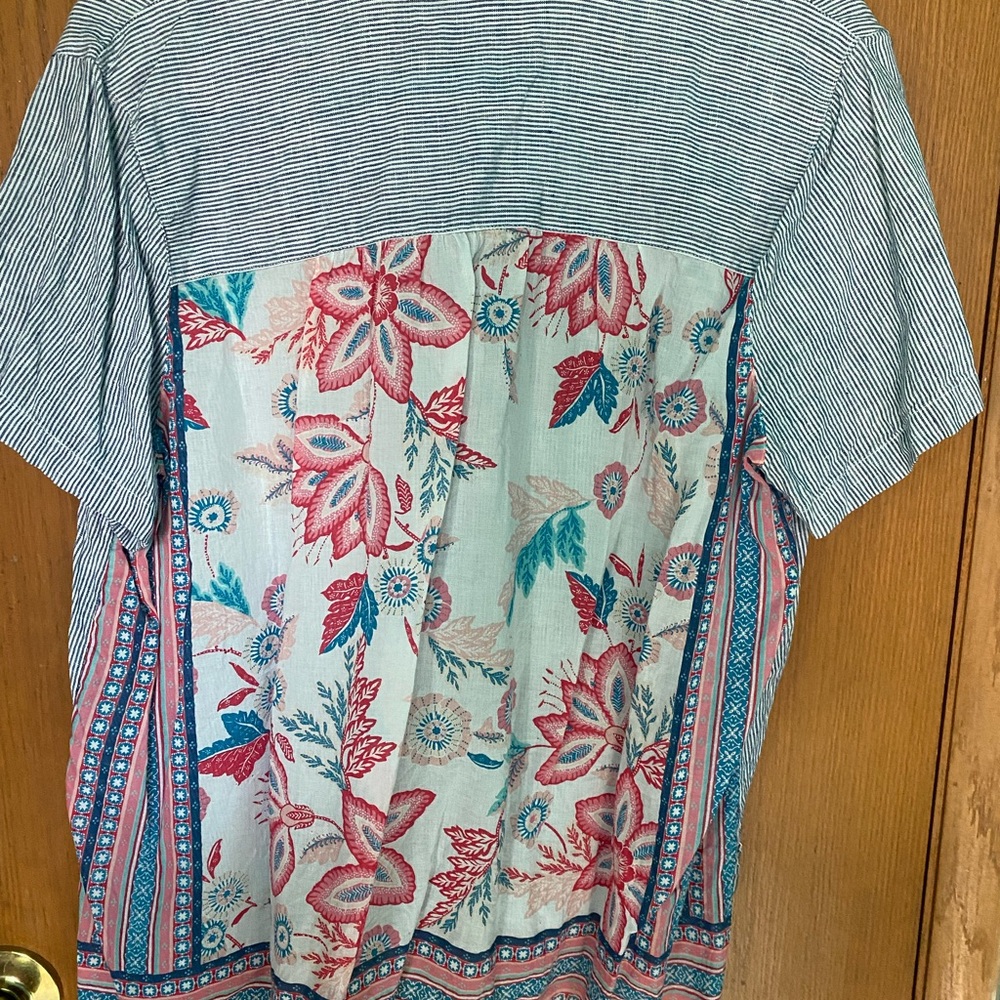 J. Jill Multicolor Floral and Stripe Blouse